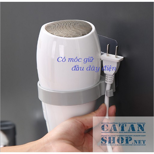 Giá kệ treo máy sấy tóc dán tường siêu dính trên gạch men, không khoang tường GD329-TreoMaySay