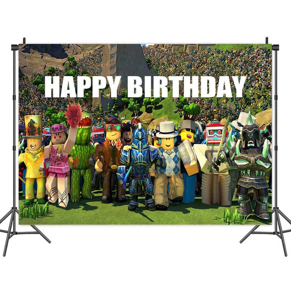 Phông Nền Trang Trí Tiệc Sinh Nhật Chủ Đề Roblox Cho Bé