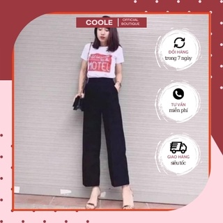 Quần ống rộng dáng suông năng động mát mẻ, Quần culottes dáng dài cạp cao dễ phối đồ