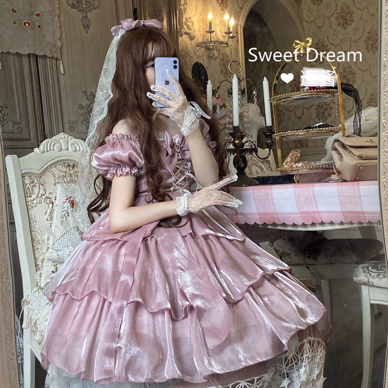 YAS0787-Váy Lolita op cộc tay sweet dream 3 tầng