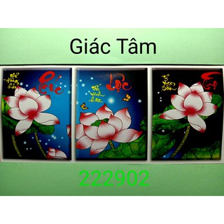 Tranh thêu PHÚC LỘC THỌ - 39x48x3cm - 222902 - HOA SEN BƯỚM ĐÔNG HẢI NAM SƠN VINH CHỮ - tranh thêu chữ thập chưa thêu