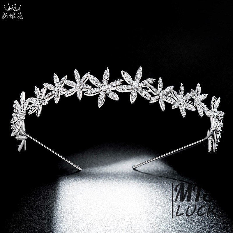 Vương miện trang trí đá lấp lánh tạo kiểu tóc cô dâu sang trọng