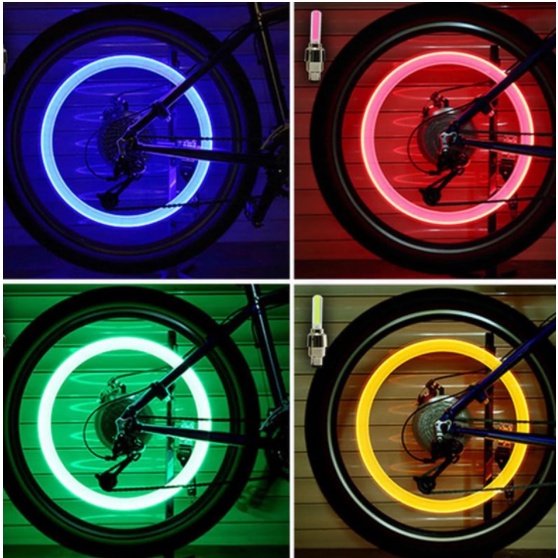 Đèn LED neon gắn van bánh xe đạp xe máy trang trí năm màu