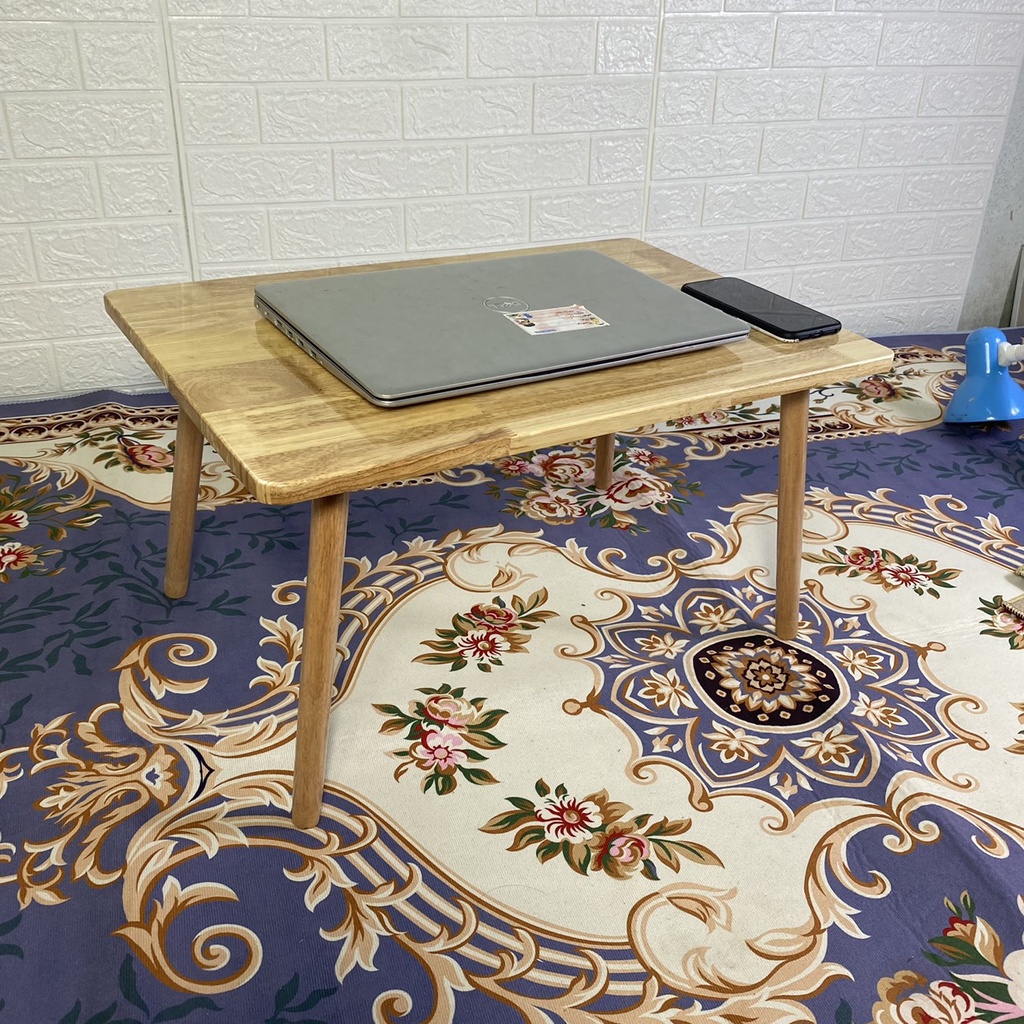 𝐁𝐚̀𝐧 𝐭𝐫𝐚̀ 𝐜𝐡𝐮̛̃ 𝐧𝐡𝐚̣̂𝐭 gỗ cao su ngồi bệt hoặc ngồi cao với ghế Sofa phong cách Bắc Âu làm bàn trà, bàn học, bàn sofa