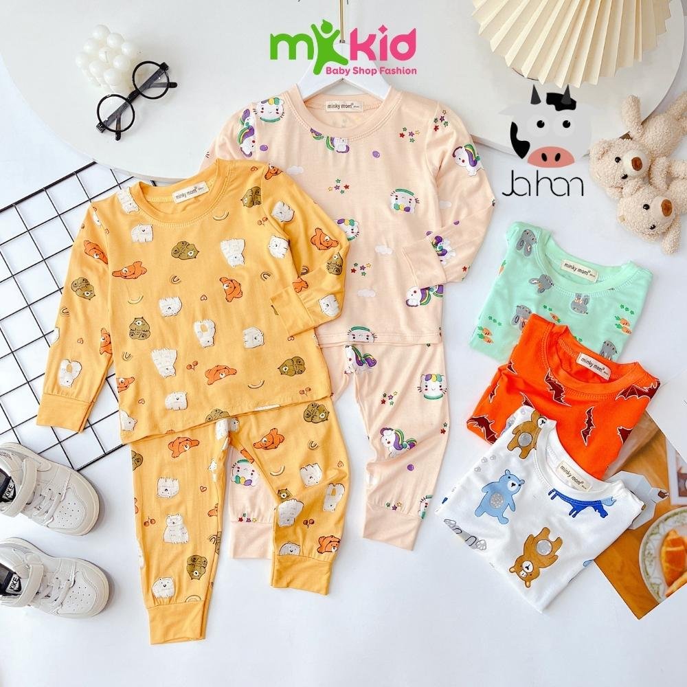 Bộ Thu Đông Cho Bé 💖 Bộ Minky Mom Dài Tay Cho Bé Trai Bé Gái 💖 Chất Thun Lạnh Cao Cấp Co Giãn Thấm Hút Mồ Hôi Tốt
