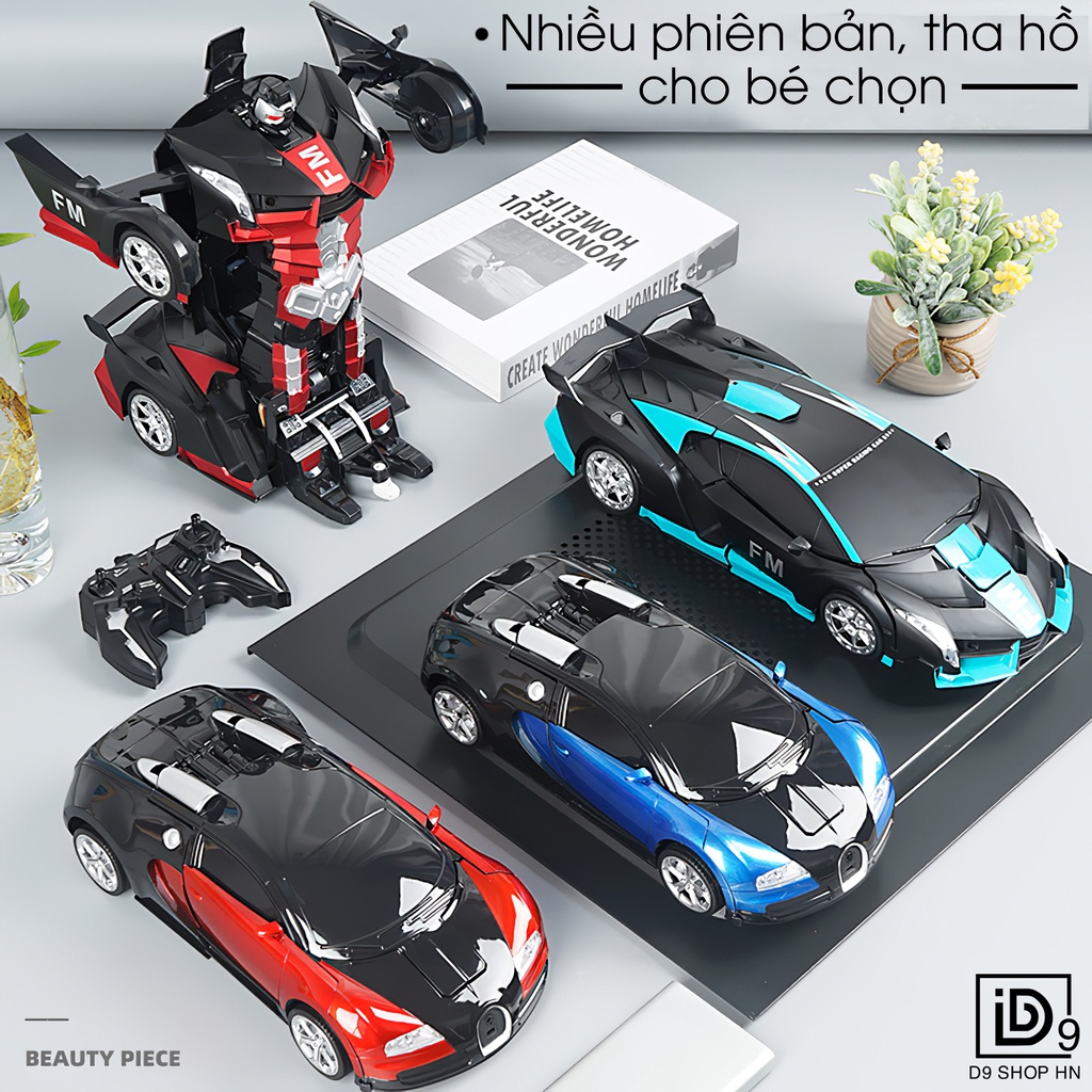 Xe điều khiển từ xa biến hình Robot có đèn và nhạc, Robot biến hình sạc Pin nhanh, Tặng đầy đủ phụ kiện