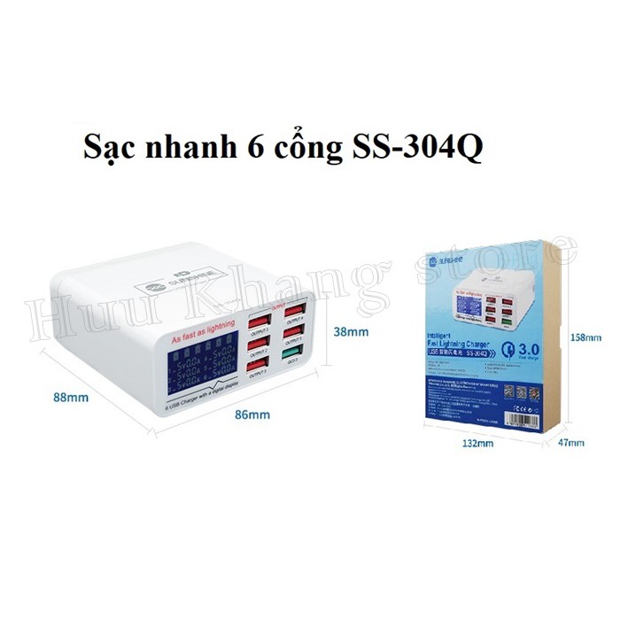 Sạc nhanh 6 cổng Sunshine | SS-304Q