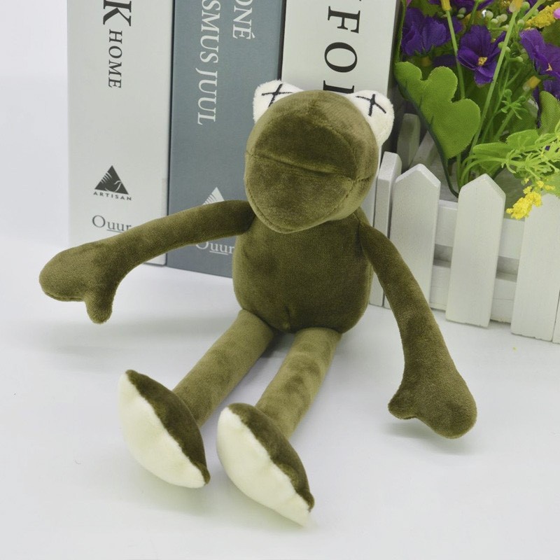 Móc khóa gấu bông ếch xanh, móc cài balo hình ếch chân dài