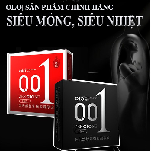 Bao cao su Olo 001, Bao cao su olo đỏ, Bao cao su olo đen, ấm nóng, kéo dài thời gian, hương Vani, hộp 3-10 chiếc