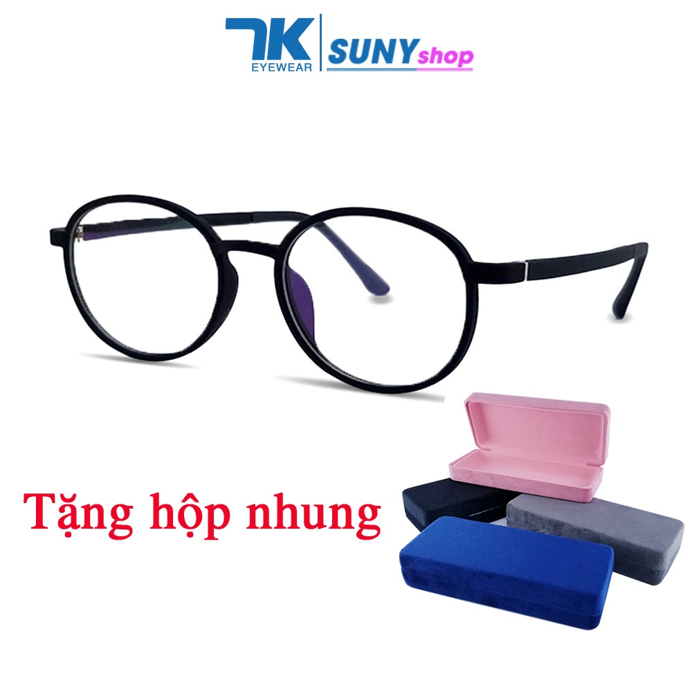 Gọng kính mắt cận nam nữ nhựa màu đen 7K1067. Tròng giả cận 0 độ chống ánh sáng xanh, tia UV