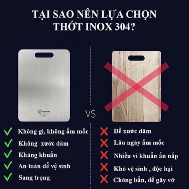 Thớt Inox 304 Kháng Khuẩn Chống Nấm Mốc Vệ Sinh Dễ Dàng Chịu Lực Tốt Và An Toàn Sức Khỏe