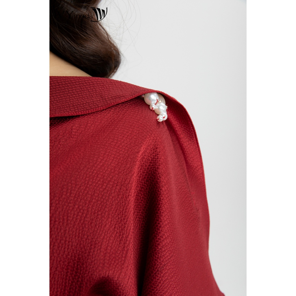 Đầm lụa nữ cổ đổ tùng xếp ly IVY moda MS 48M6195
