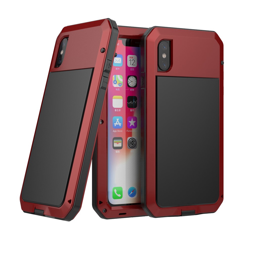 Ốp điện thoại silicon và kim loại thiết kế bảo vệ toàn bộ dành cho compatible for iPhone 4/4S/5/5S/6/6S/6P/6SP/7/7P/8/8P/X/XS