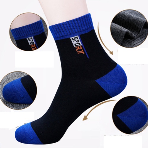 Tất cổ trung nam thể thao, tất nam nhún chất liệu cotton mềm thoáng mát chống mùi hôi chân dễ phối đồ LADONA T9
