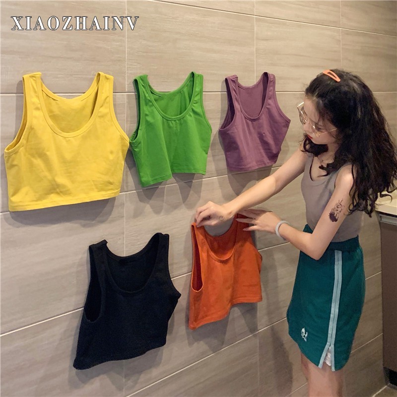 Xiaozhainv Áo sát nách thiết kế cổ chữ U gợi cảm hợp thời trang nữ tính