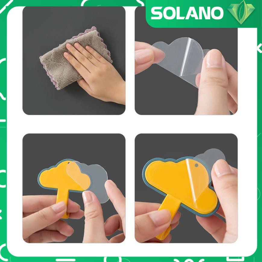 Móc dán tường SOLANO móc treo dán tường hình đám mây nhiều màu dính tường siêu chắc HG-001215