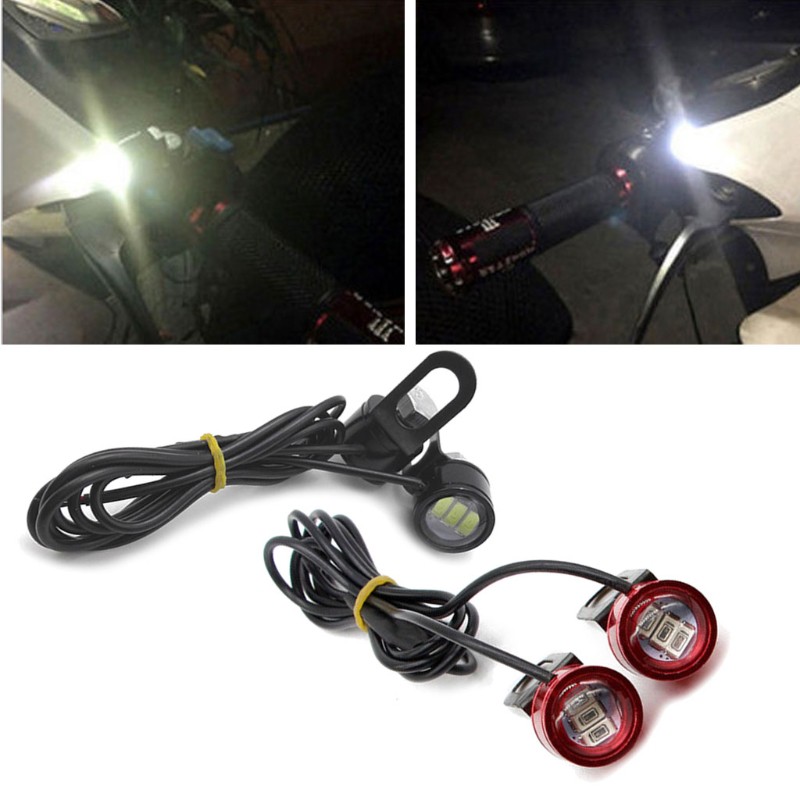 Đèn Led 3 Bóng Gắn Gương Chiếu Hậu Cho Xe Máy