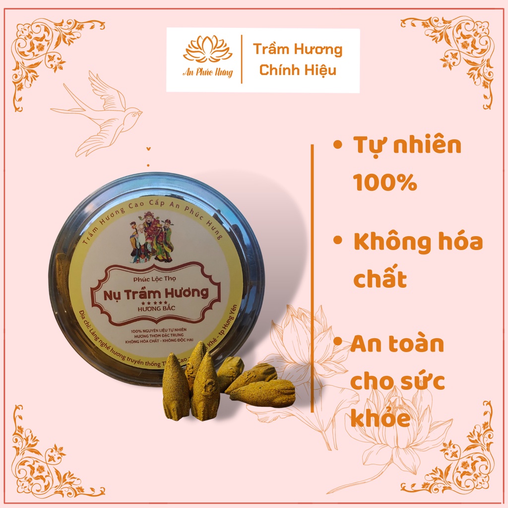 Trầm hương - Nụ trầm hương cao cấp khói ngược 100% không hóa chất hình nụ sen PHÚC LỘC THỌ Hương Bắc