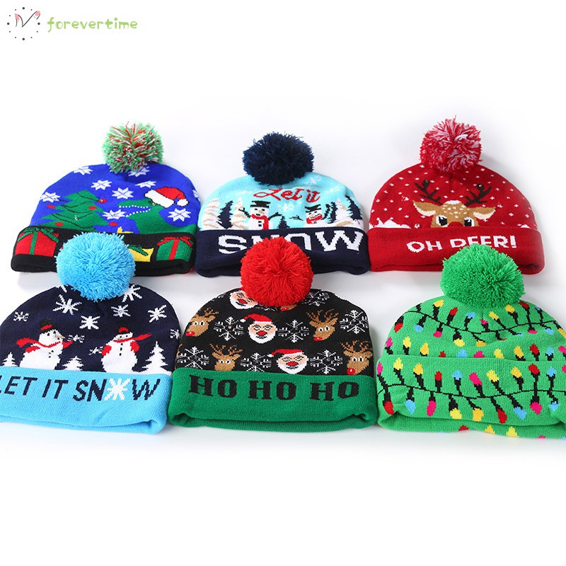 #Mũ len# Christmas Women Knitted Hat Winter Warming Beanie Hats Cap with Ball for Girls Ladies Outdoor