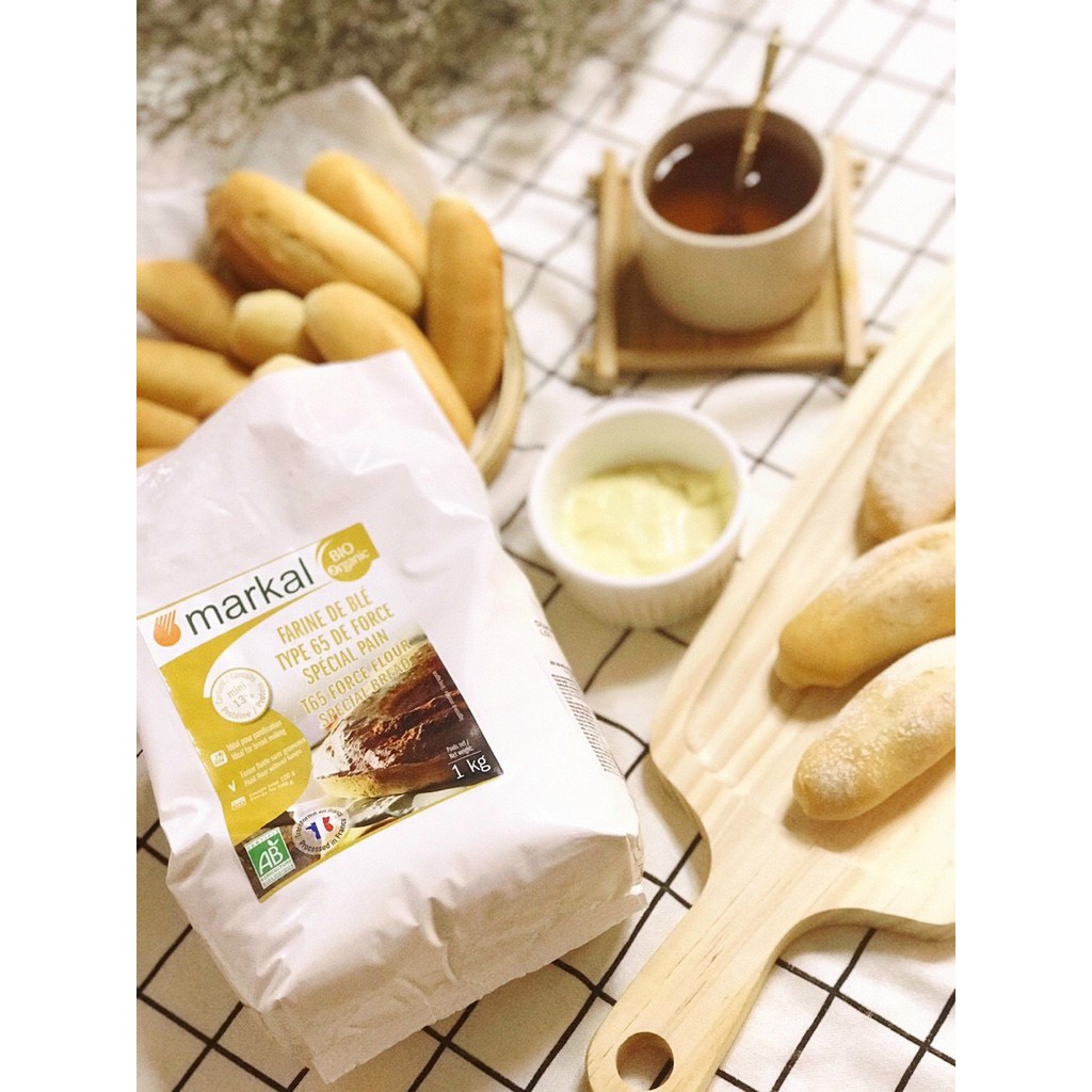 BỘT MÌ HỮU CƠ MARKAL PHÁP T55 và T65 LÀM BÁNH CHO BÉ ĂN DẶM -  NGUYÊN TÚI 1 KG