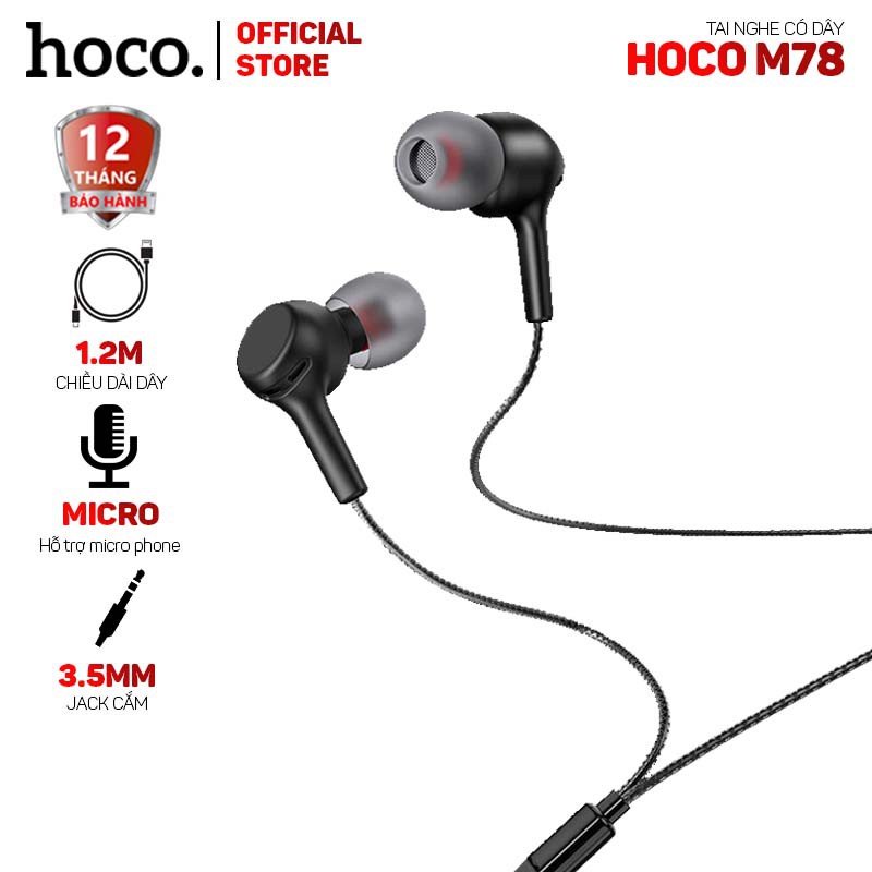 Tai nghe có dây Hoco M78 dài 1.2m- Dành cho thiết bị hỗ trợ jack 3.5mm