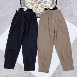 Quần baggy cạp chun sau chất liệu vải 2 biên chuẩn form đứng dáng, gấu có khóa may li cách điệu