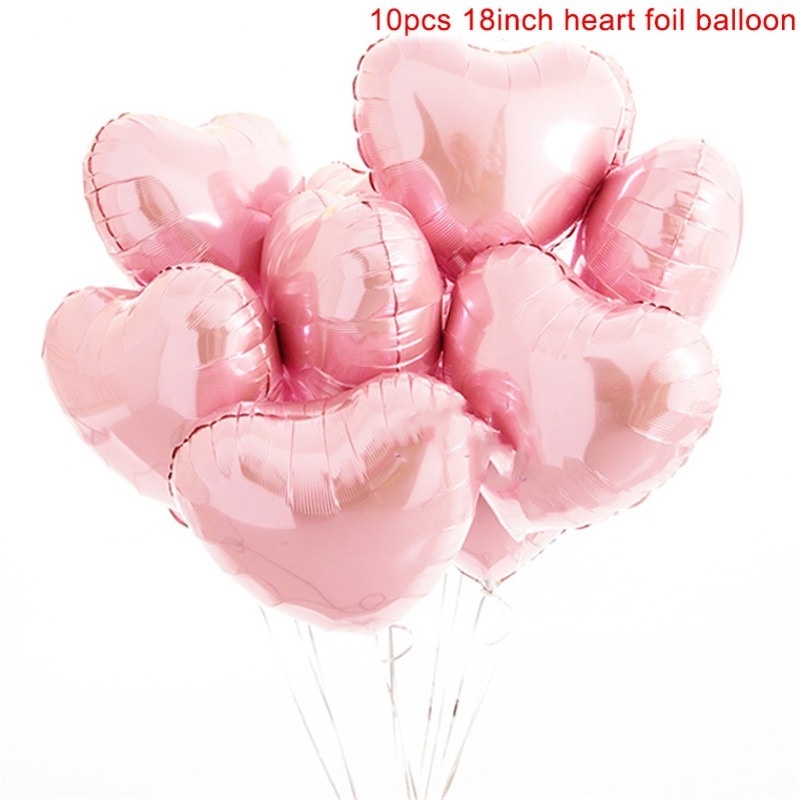 Bong Bóng Nhôm 18 inch Hình Trái Tim Màu Vàng Hồng Dùng Trang Trí Tiệc Cưới, Sinh Nhật