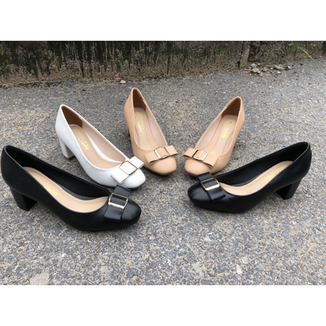 Giầy cao gót nơ vuông 5 phân