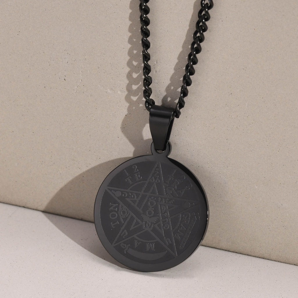 Dây chuyền VNOX thép không gỉ mặt ngôi sao ma thuật phong cách punk Solomon Pentagram Talisman cho nam và nữ
