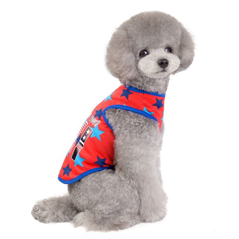 ♤Quần áo mùa hè cho chó con mèo nhỏ Teddy Xiong Bomei mỏng manh vest ngôi sao năm cánh xuân