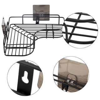 Adhesive Wall-Mounted Bathroom Storage Corner Shelf Hooks Holder