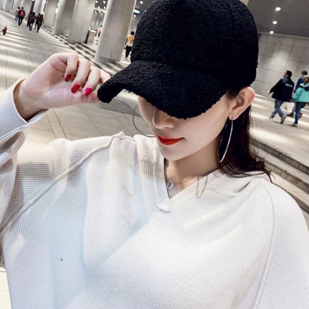 Mũ Lưỡi Trai Phối Lông Giữ Ấm Phong Cách Hàn Quốc Cổ Điển Nhiều Màu Sắc