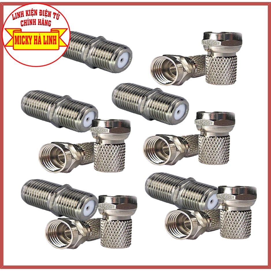 Cặp Jack Nối Cáp Và 2 Jack đầu F5 Vặn Cáp - Jack nối Cáp và Jack Vặn F5 dùng nối dây Anten hoặc nối dây Camera