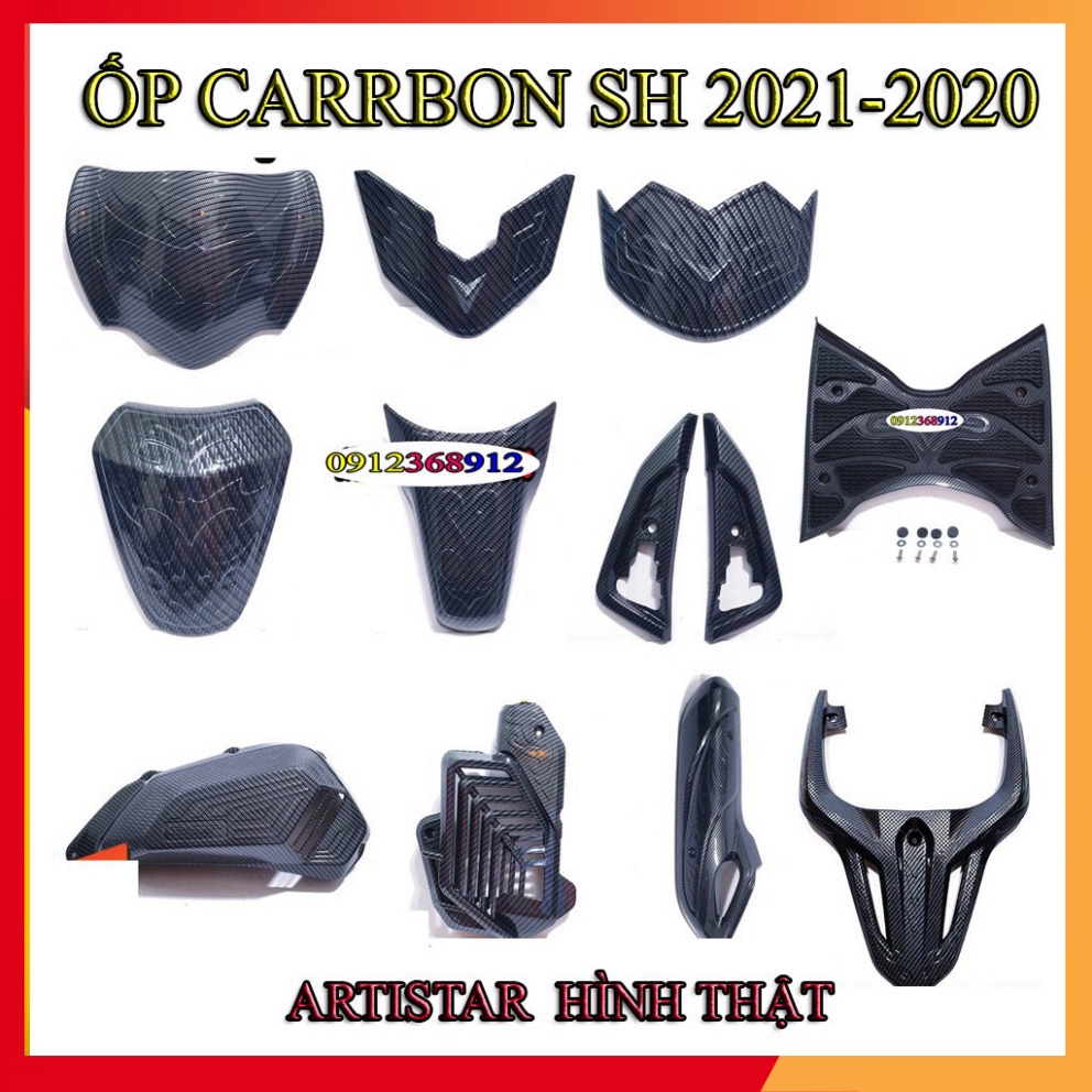 Bộ Ốp Carbon (Cacbon) Cho Sh 2020 - Sh 2021 - Sh 2022 Nhụa ABS cao cấp( giá lẻ từng món) (Ảnh sp thật)