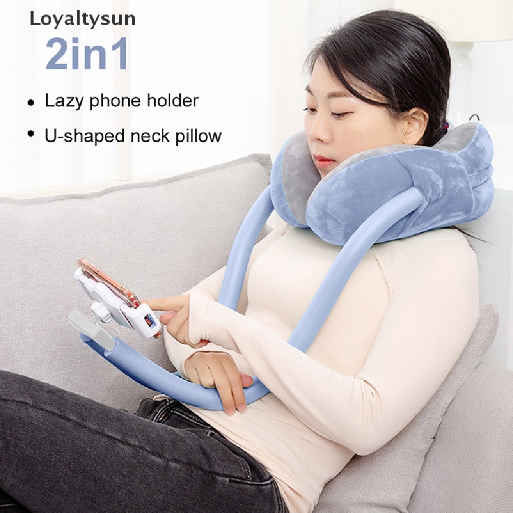 Gối kê cổ hình chữ U kèm giá đỡ điện thoại máy tính bảng 2 trong 1