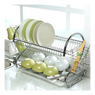 Kệ úp chén dĩa Inox 2 tầng cao cấp