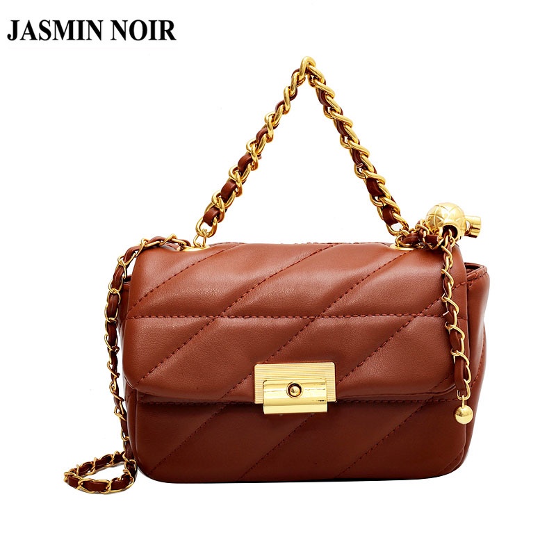 Túi Đeo JASMIN NOIR Chéo Họa Tiết Kẻ Sọc Phối Dây Xích Thời Trang Cho Nữ