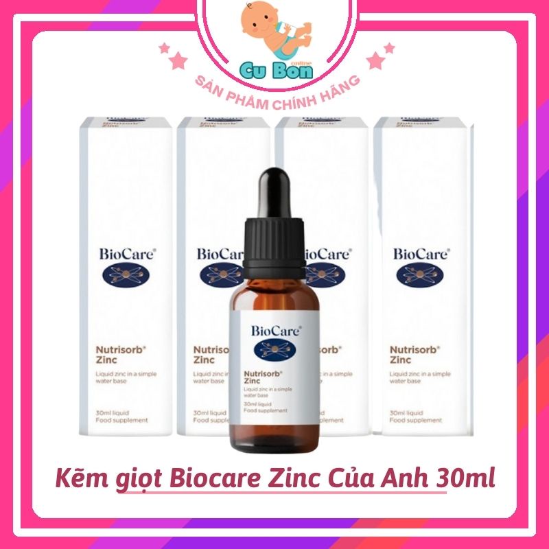 Kẽm cho bé BioCare Nutrisorb ZinC Anh 30ml dạng giọt bổ sung dinh dưỡng tăng đề kháng cho trẻ sơ sinh từ 1 tháng tuổi