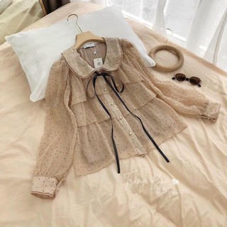Áo bèo tầng chấm bi cổ sen (135k)