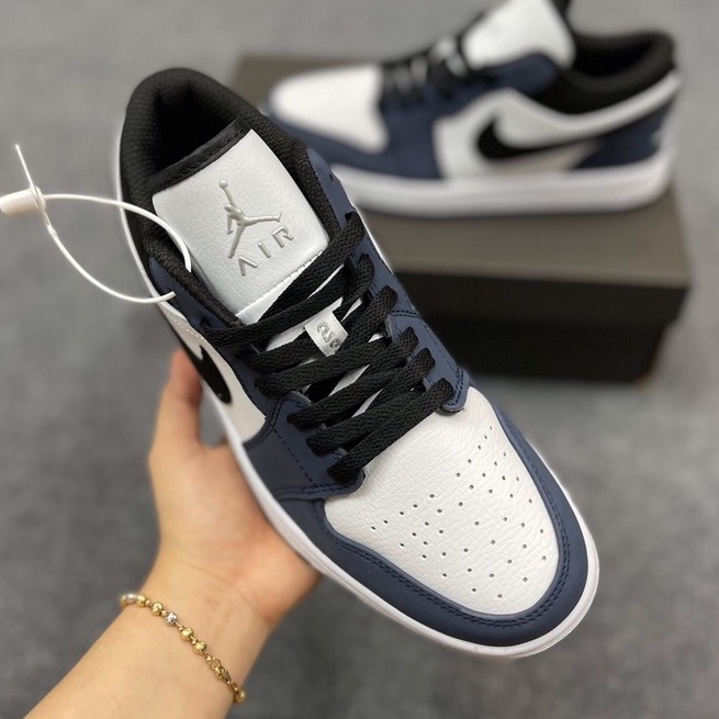 Giày sneaker air jd1 low retro navy, giày jd xanh than cổ thấp nam nữ cá tính, hàng cao cấp