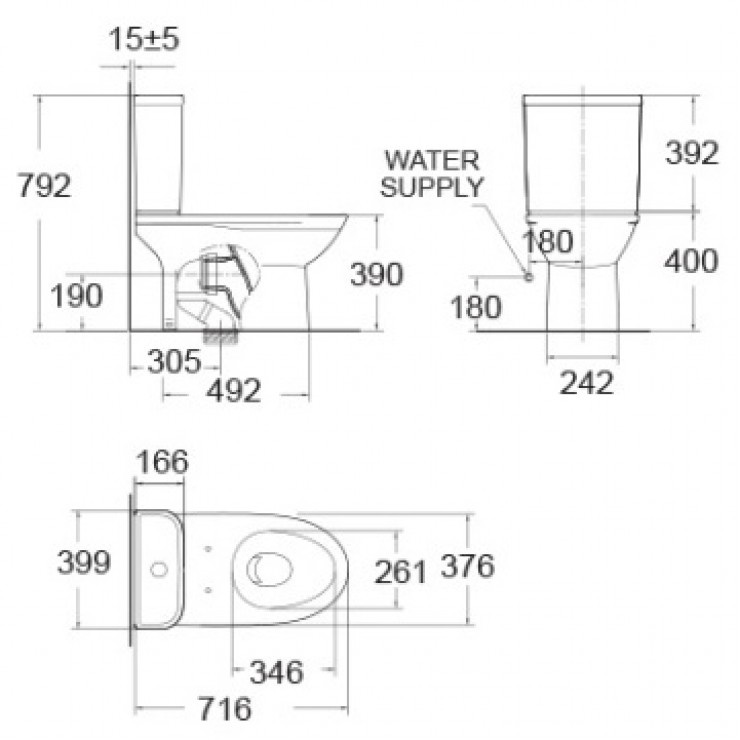 Bồn Cầu 2 khối American Standard 2630-WT Modern