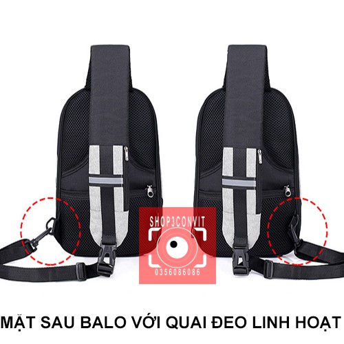 Balo đeo chéo thời trang công nghệ USB 2.0 kèm khóa số