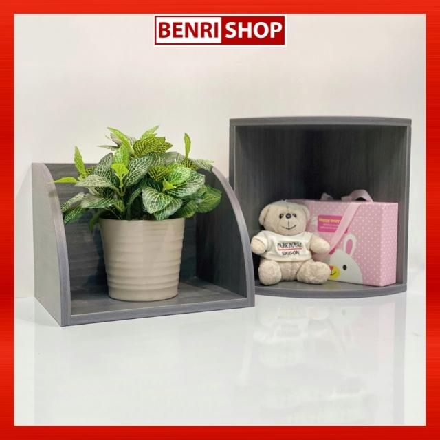 Kệ Gỗ Trang Trí Đa Năng Hình Quạt Đặt Bàn Hoặc Treo Tường BENRI SHOP