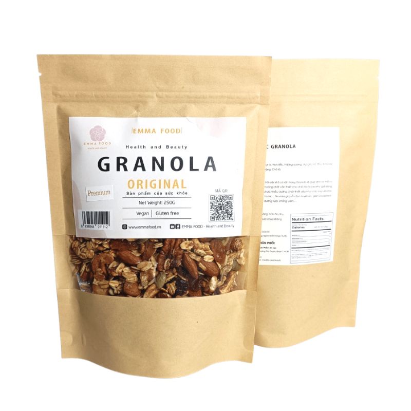 Granola Vị Truyền Thống Mix 15 Hạt Không Đường EMMA Food Ngũ Cốc Giảm Cân Tự Nhiên