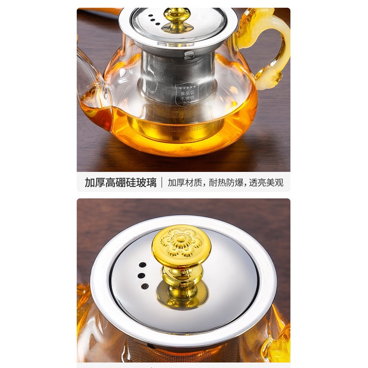 Ấm, Bình Thủy Tinh Pha Trà Có Lưới Lọc Inox 304 Dung Tích 450 ml