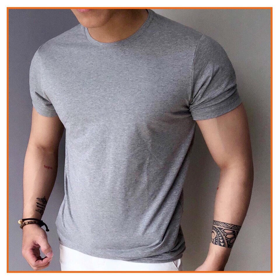 &lt;FREE SHIP&gt; Áo thun trơn ngắn tay không cổ vải cotton co giãn