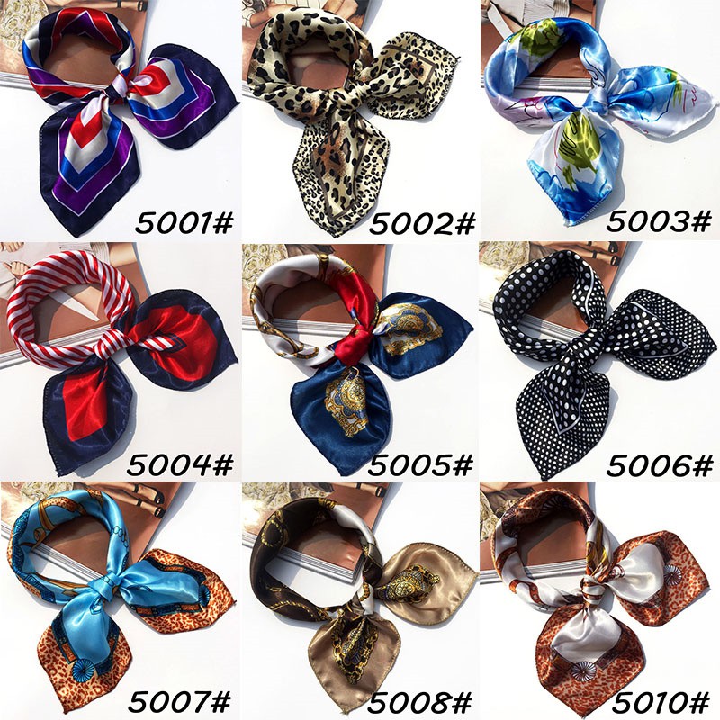 Khăn lụa hình vuông họa tiết in phong cách vintage cho nữ