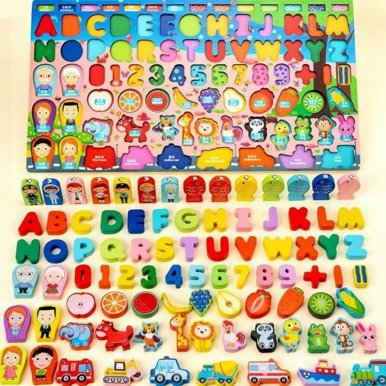 Đồ Chơi Bảng Gỗ 7in1 Câu Cá Kèm Số Tư Duy, Chữ Cái, Trái Cây, Động Vật Cho Bé Phát Triển Tư Duy và Sáng Tạo Munkids