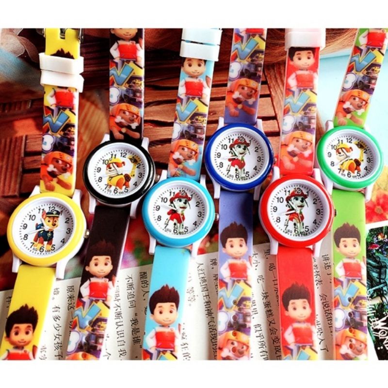 Đồng hồ kim xoay cho trẻ em bé trai bé gái hoạt hình đội chó cứu hộ Paw Patrol chống nước nhẹ