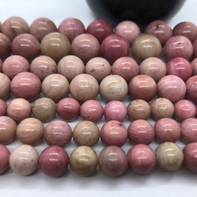 Vòng cổ chuỗi hạt Rhodochrosite tự nhiên 4-12mm hình tròn DIY